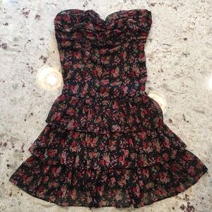 Woman’s strapless mini dress